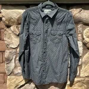 Cody James Western Shirt Regular Fit Long Sleeve Gray Blue Size Medium
